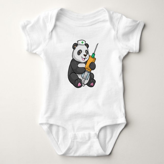 Panda som sjuksköterska med spruta t shirt (Framsida)