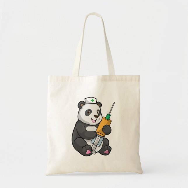 Panda som sjuksköterska med spruta tygkasse (Framsidan)