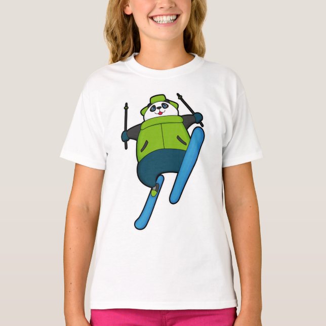 Panda som Ski jumper med Ski T Shirt (Framsida)