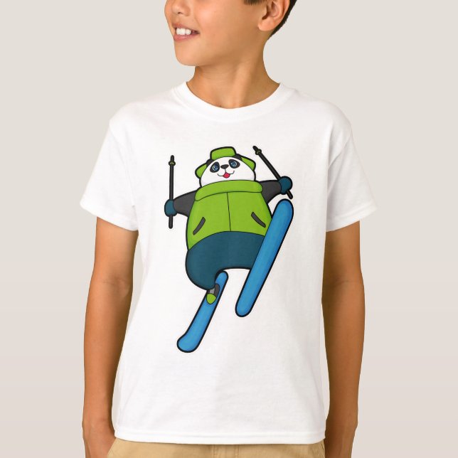 Panda som Ski jumper med Ski T Shirt (Framsida)