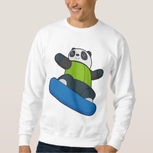 Panda som snöbrädare med snöbräda lång ärmad tröja