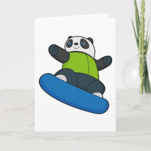 Panda som snowboardåkare med snowboard kort