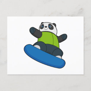 Panda som snowboardåkare med snowboard vykort