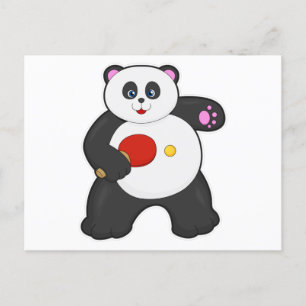 Panda som spelar Bordtennis med Bordtennisracket Vykort