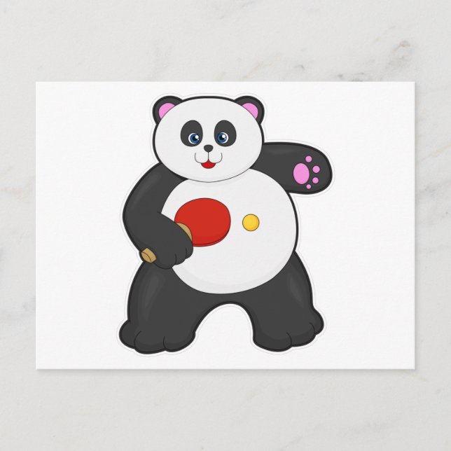 Panda som spelar Bordtennis med Bordtennisracket Vykort (Framsida)