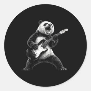 Panda som spelar gitarr rockstjärna rock and roll runt klistermärke
