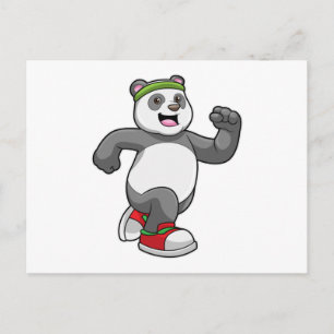 Panda som springer med huvudband vykort