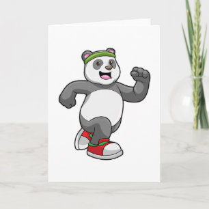 Panda som springer med pannband kort