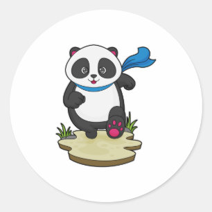 Panda som Springer med Scarf Runt Klistermärke