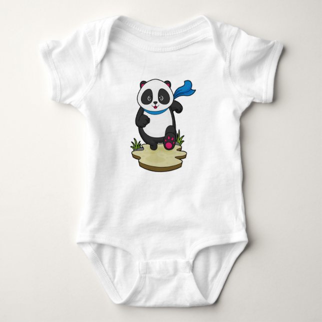 Panda som Springer med Scarf T Shirt (Framsida)