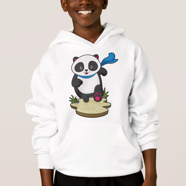 Panda som Springer med Scarf T Shirt (Framsida)
