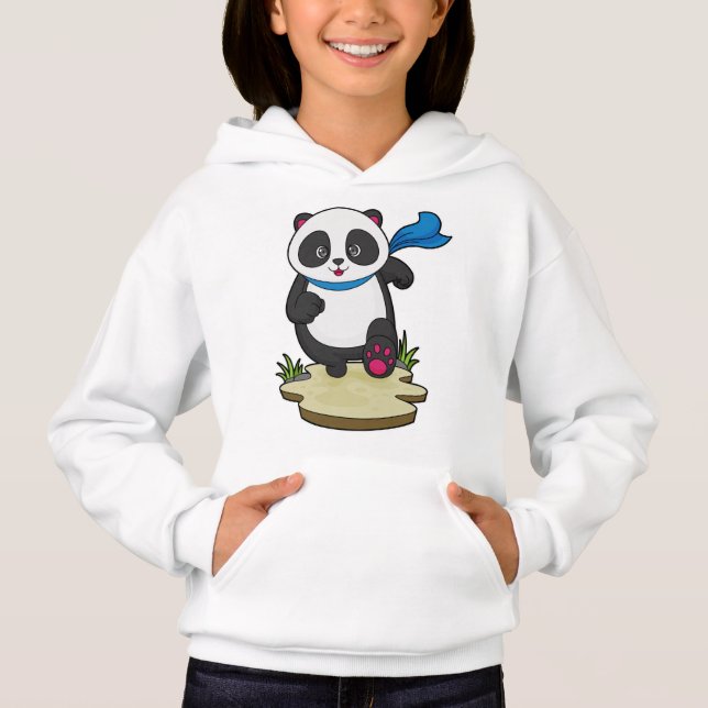 Panda som Springer med Scarf T Shirt (Framsida)