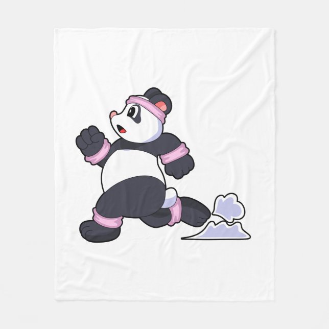 Panda som Springer vid körning Fleecefilt (Framsidan)