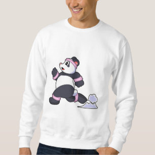 Panda som Springer vid körning Lång Ärmad Tröja