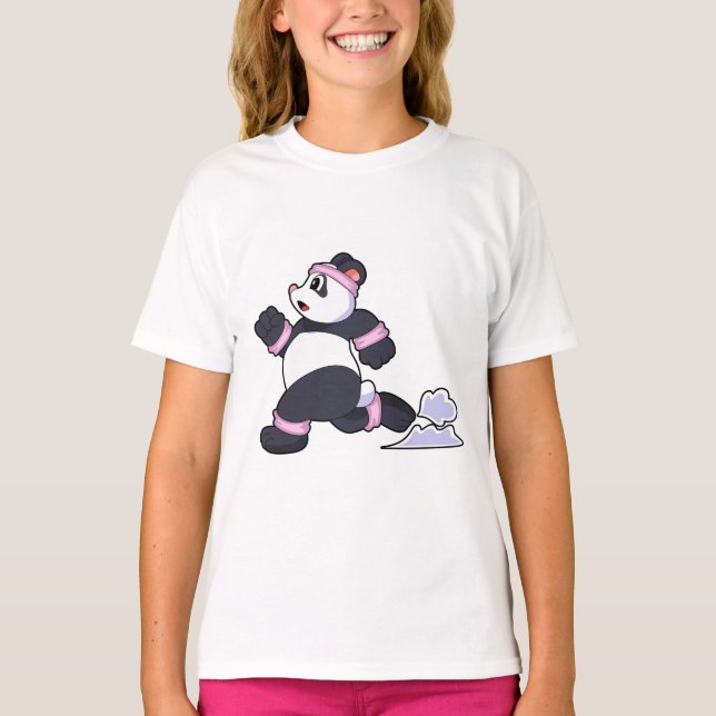 Panda som Springer vid körning T Shirt (Framsida)