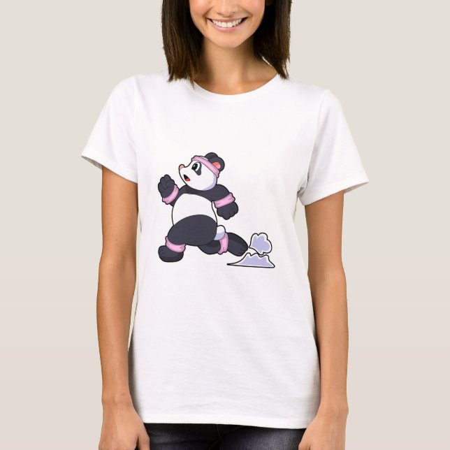Panda som Springer vid körning T Shirt (Framsida)