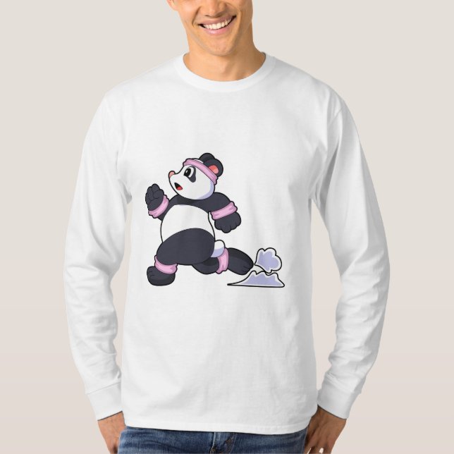 Panda som Springer vid körning T Shirt (Framsida)