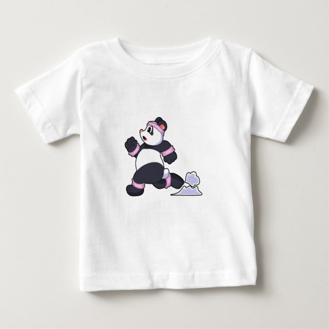 Panda som Springer vid körning T Shirt (Framsida)