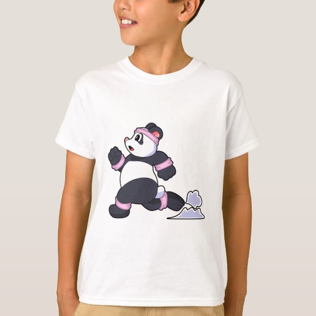 Panda som Springer vid körning T Shirt (Framsida)