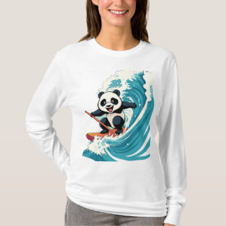 Panda som surfar på en våghjorta, Roligt Surfing P T Shirt