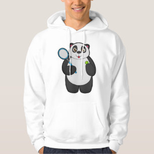 Panda som tennis-spelare med tennis racket hoodie