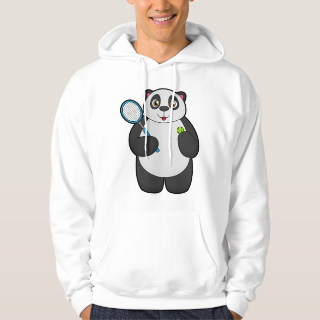 Panda som tennis-spelare med tennis racket hoodie (Framsida)