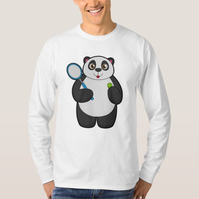 Panda som tennis-spelare med tennis racket t shirt (Framsida)