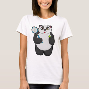 Panda som tennis-spelare med tennis racket t shirt