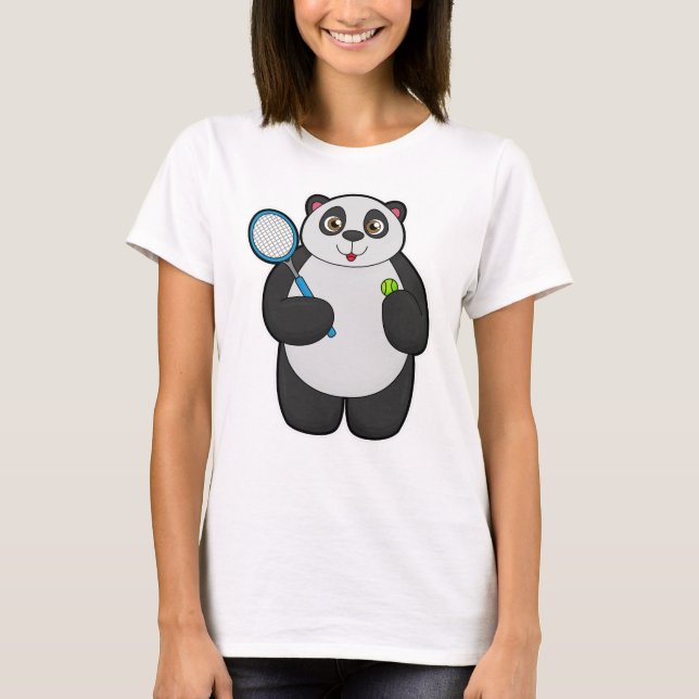 Panda som tennis-spelare med tennis racket t shirt (Framsida)