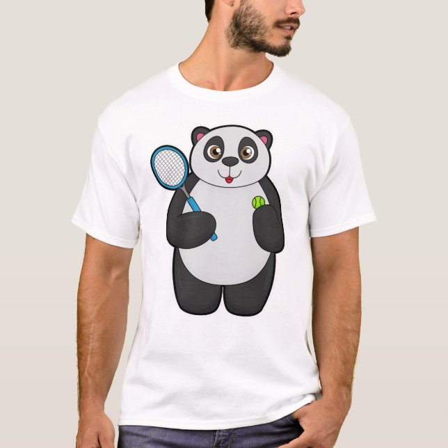 Panda som tennis-spelare med tennis racket t shirt (Framsida)