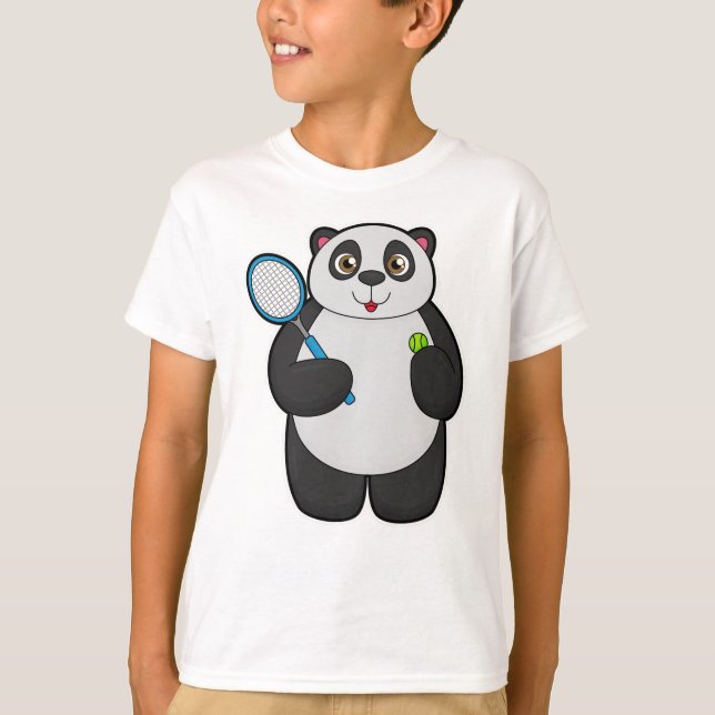 Panda som tennis-spelare med tennis racket t shirt (Framsida)