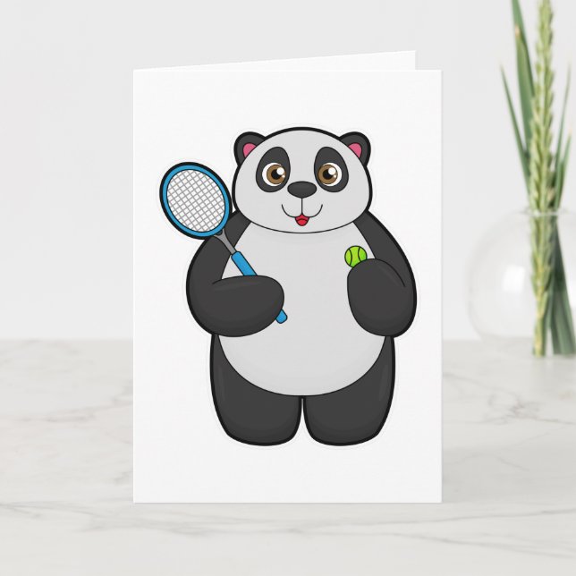 Panda som tennisspelare med tennisracket kort (Framsida)