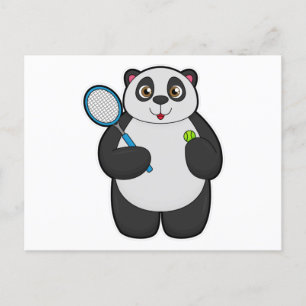 Panda som tennisspelare med tennisracket vykort