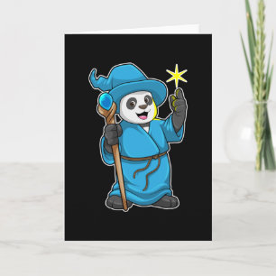 Panda som trollkarl med trollstav kort
