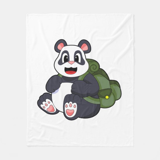 Panda som vandrare med ryggsäck fleecefilt (Framsidan)