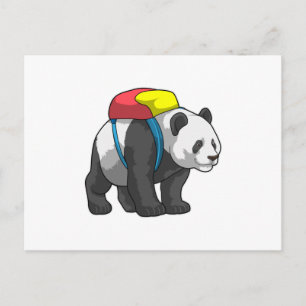 Panda som vandrare med ryggsäck vykort