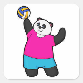 Panda som Volleyball-spelare med Volleyball Fyrkantigt Klistermärke