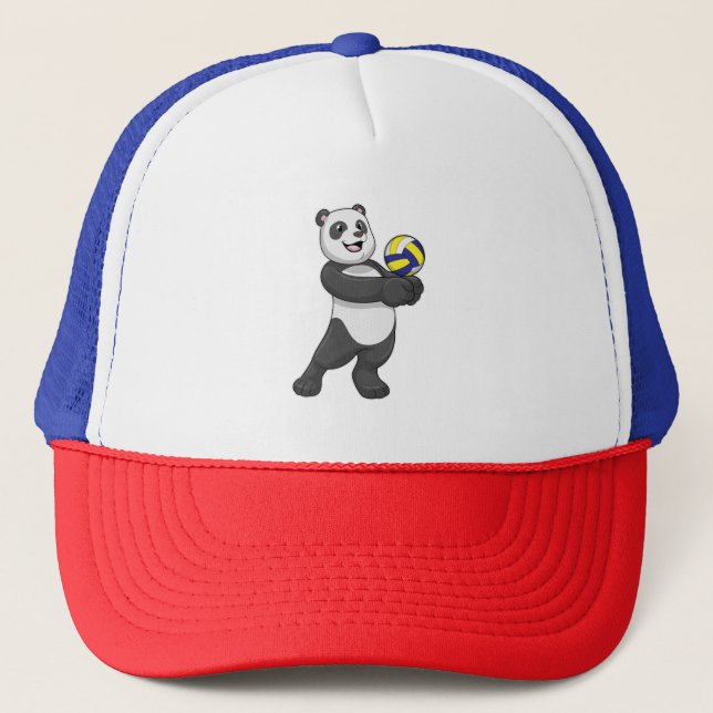 Panda som Volleyball-spelare med Volleyball Keps (Framsida)