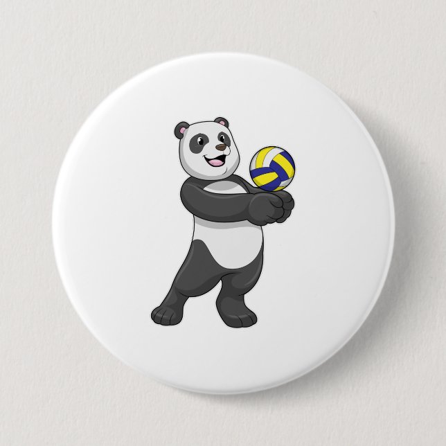 Panda som Volleyball-spelare med Volleyball Knapp (Framsida)