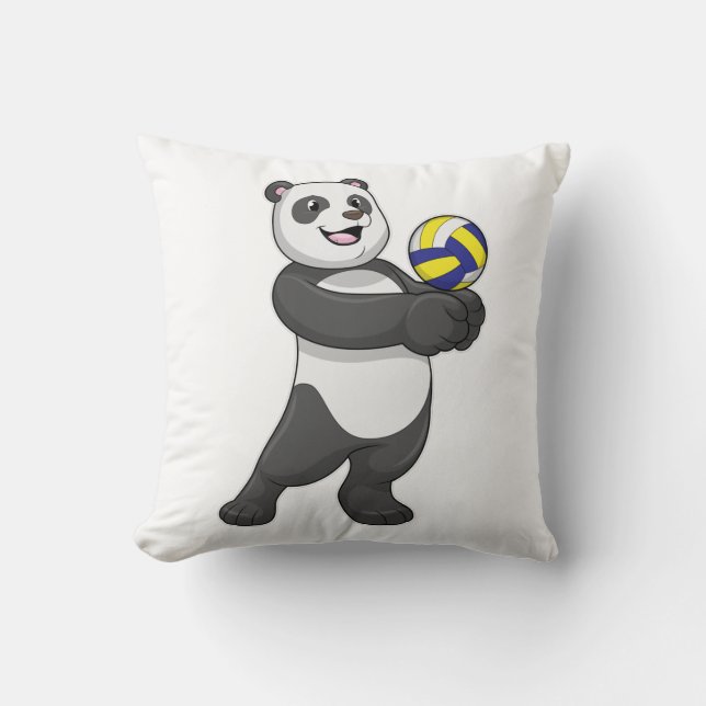 Panda som Volleyball-spelare med Volleyball Kudde (Framsida)
