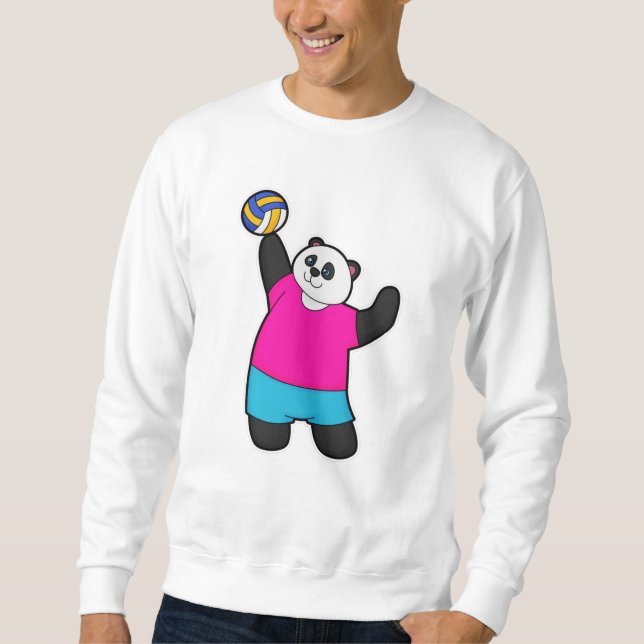 Panda som Volleyball-spelare med Volleyball Lång Ärmad Tröja (Framsida)