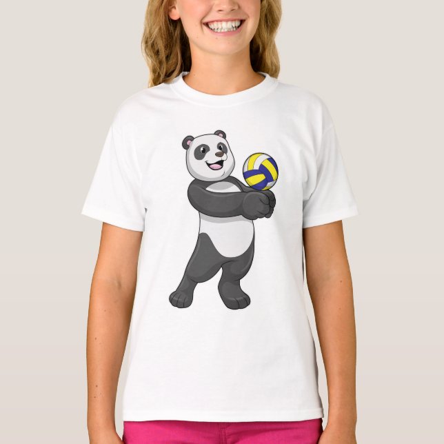 Panda som Volleyball-spelare med Volleyball T Shirt (Framsida)