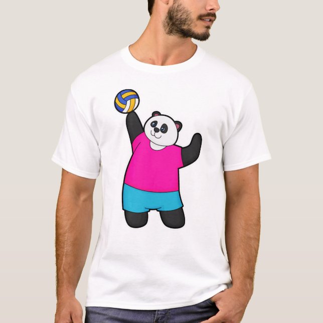 Panda som Volleyball-spelare med Volleyball T Shirt (Framsida)