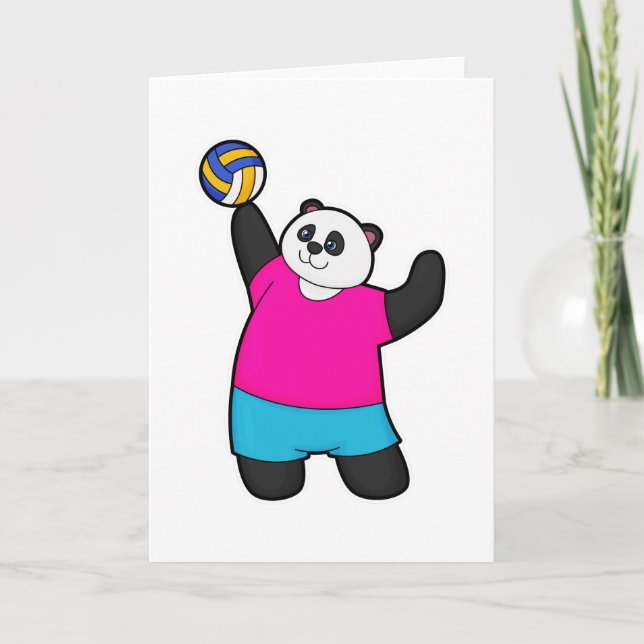 Panda som volleybollspelare med volleyboll kort (Framsida)
