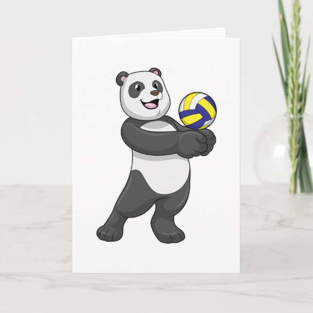 Panda som volleybollspelare med volleyboll kort (Framsida)