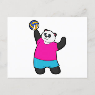 Panda som volleybollspelare med volleyboll vykort