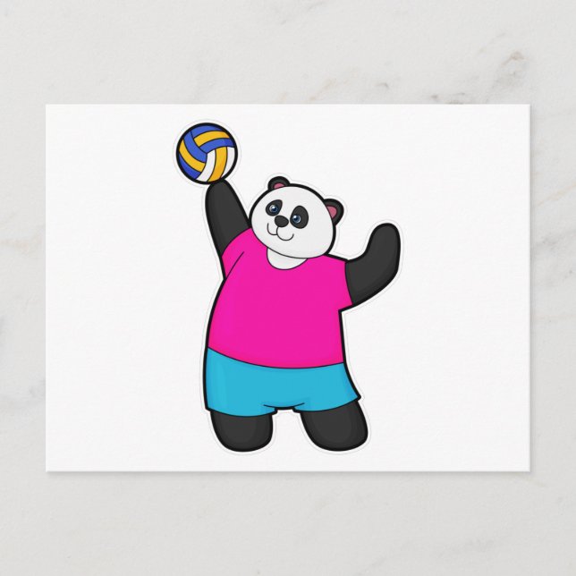 Panda som volleybollspelare med volleyboll vykort (Framsida)