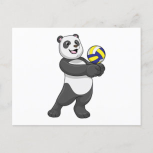 Panda som volleybollspelare med volleyboll vykort