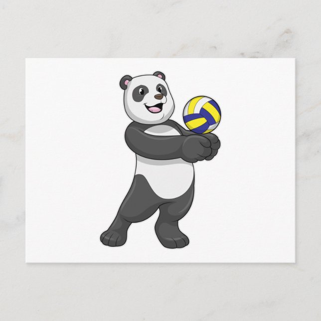 Panda som volleybollspelare med volleyboll vykort (Framsida)