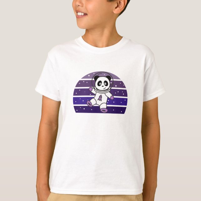 Panda Space Planets Galaxy Astronaut Saturn T Shirt (Framsida)